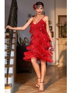 Great Gatsby Shiny Red Dress with Fringe