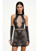 Sexy Sparkling Fishnet Dress and Gloves