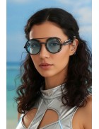 Men's & Women's Futuristic Cyberpunk Blue Glasses + Pouch