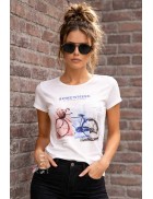 Women's White Printed T-shirt XC2141