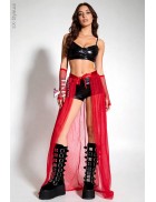 Long Red Train Overskirt X228