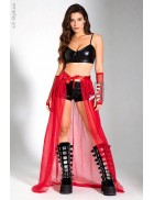 Long Red Train Overskirt X228