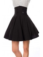 Black Flared High Waisted Skirt