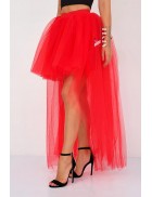 Красная многослойная юбка со шлейфом X7226
