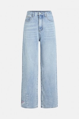 Светло-голубые широкие джинсы с высоким поясом MF122