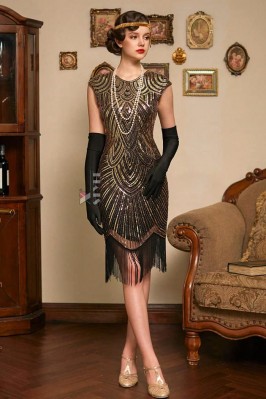 Нарядное платье для вечеринки Гэтсби (Black-Gold)