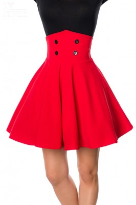Belsira Red Flared Retro Short Skirt