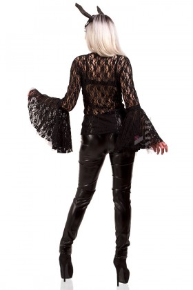 Ажурная черная блузка X1216