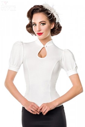 Белая блузка в стиле 50-х с рукавом-фонариком