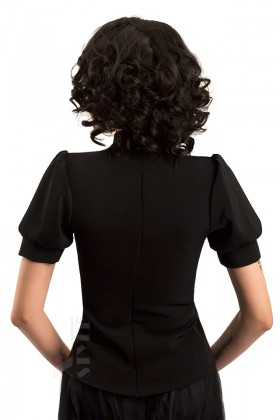 50s style blouse with short puff sleeves