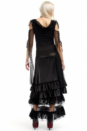 Блузка в готическом стиле с длинным прозрачным рукавом