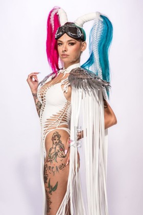 Festival Cape with Fringe and Angel Wings