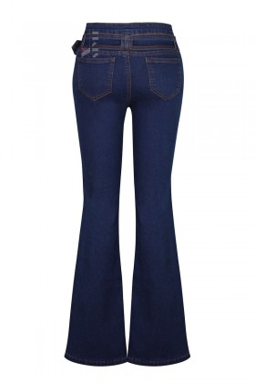 Синие джинсы клеш с поясом X8117