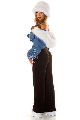 Широкие черные брюки палаццо