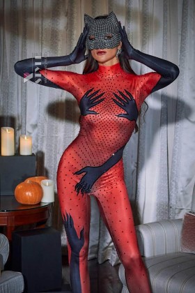 Комбинезон с перчатками и стразами Aspen - Red