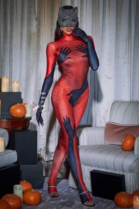 Комбинезон с перчатками и стразами Aspen - Red