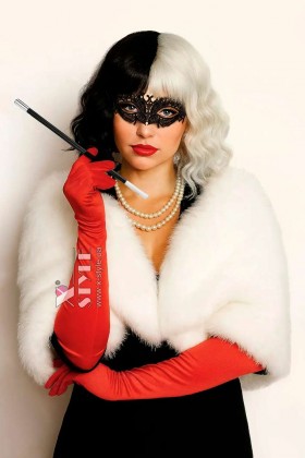 Костюм Круэлла (маска, парик, мундштук, перчатки, бусы)