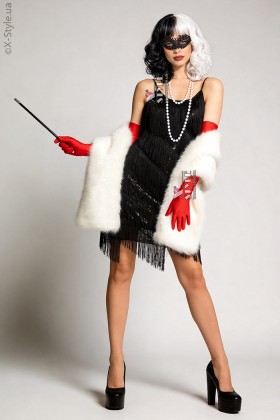Black Glitter Dress with Fringe X5585