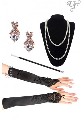 Аксессуары Гэтсби: перчатки, бусы, серьги, мундштук