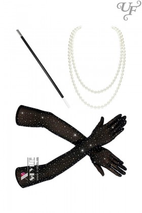 Набор аксессуаров Гэтсби (перчатки, бусы, мундштук)