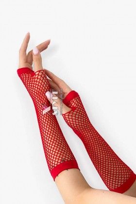 Red Mesh Fingerless Gloves X1236