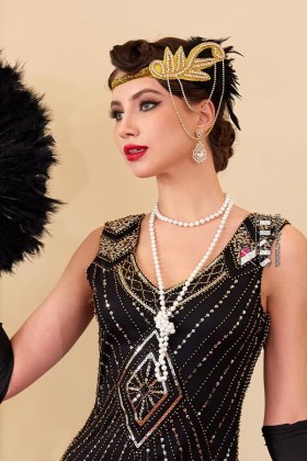 Золотистая повязка Gatsby с цепочками 