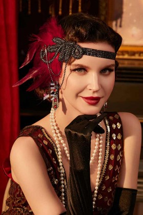 Повязка с камнями и цепочками в стиле Gatsby