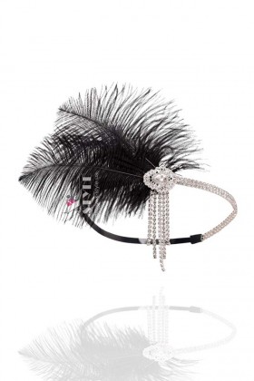 Повязка в стиле Гэтсби с камнями и перьями