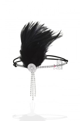 Повязка в стиле Гэтсби с камнями и перьями