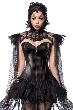 Черный кожаный корсет X1170