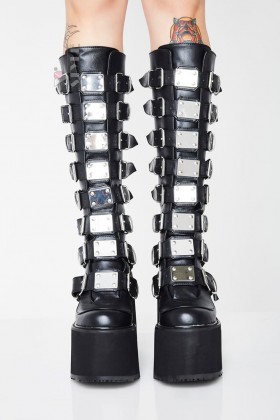 Demonia High Platform Buckle Boots