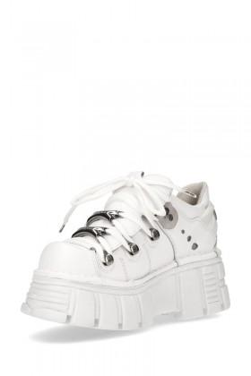 Белые кожаные кроссовки на платформе TB4002