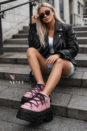 Кроссовки из нубука на платформе NOBUK ROSA