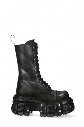 Чорні шкіряні чоботи зі шнурівкою та гвинтами у платформі