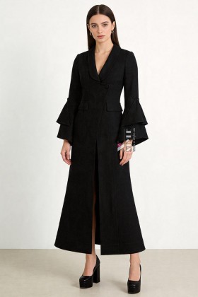 Long Fitted Wool Coat Dress