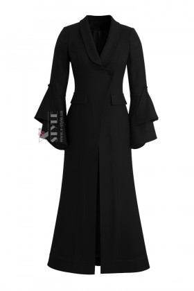 Long Fitted Wool Coat Dress