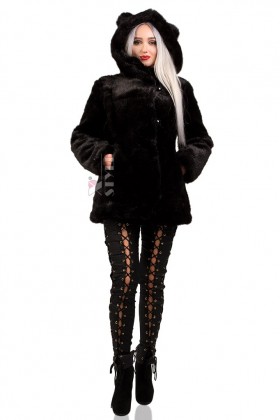 Шуба с капюшоном и ушками кошки X75