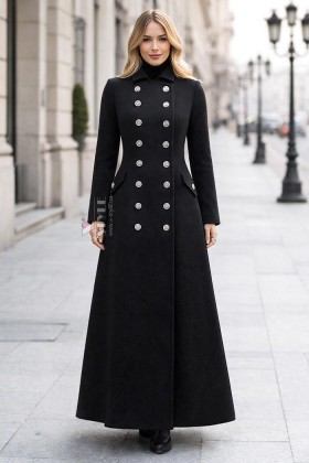 Длинное зимнее женское пальто из шерсти X068