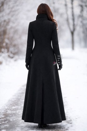 Длинное зимнее женское пальто из шерсти X068