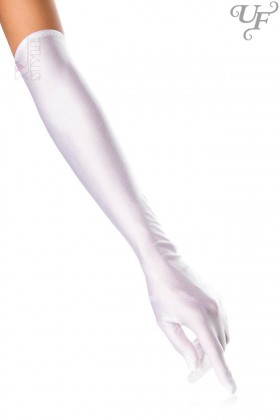 Длинные атласные перчатки - белые