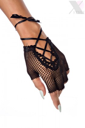 Fingerless Lace-Up Mesh Gloves X1125