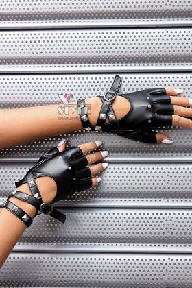 Кожаные перчатки без пальцев XT183