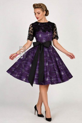 Vintage dress with a full skirt, shawl and belt