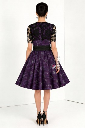 Винтажное платье с широкой юбкой, шалью и поясом