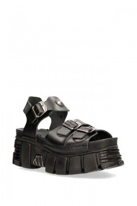 Кожаные босоножки на платформе с пряжками B101S