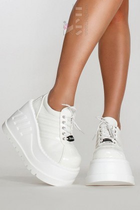 Demonia White High Platform Sneakers