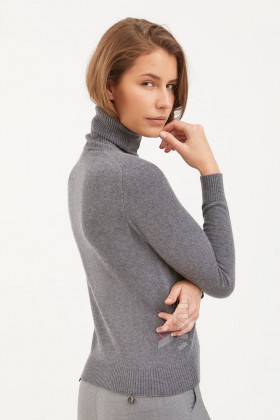 Теплая водолазка-свитер (серый меланж)