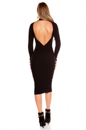 Сексуальное трикотажное платье миди с открытой спиной