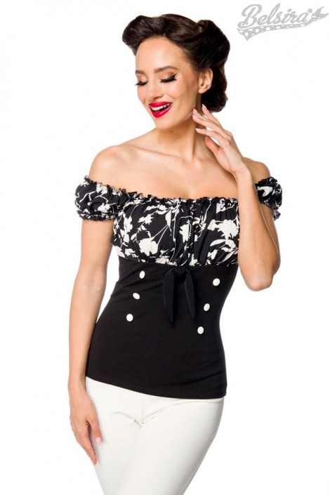 Блуза Ретро с цветочным лифом (101230)