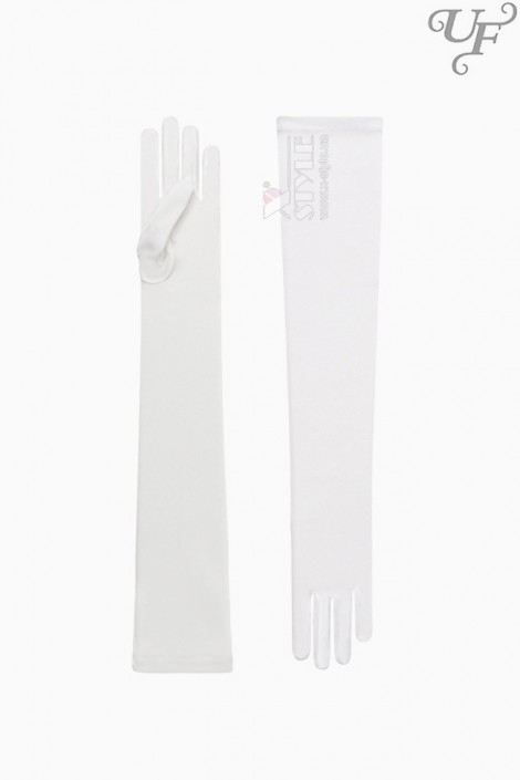 Длинные матовые белые перчатки (55 см) (601232)